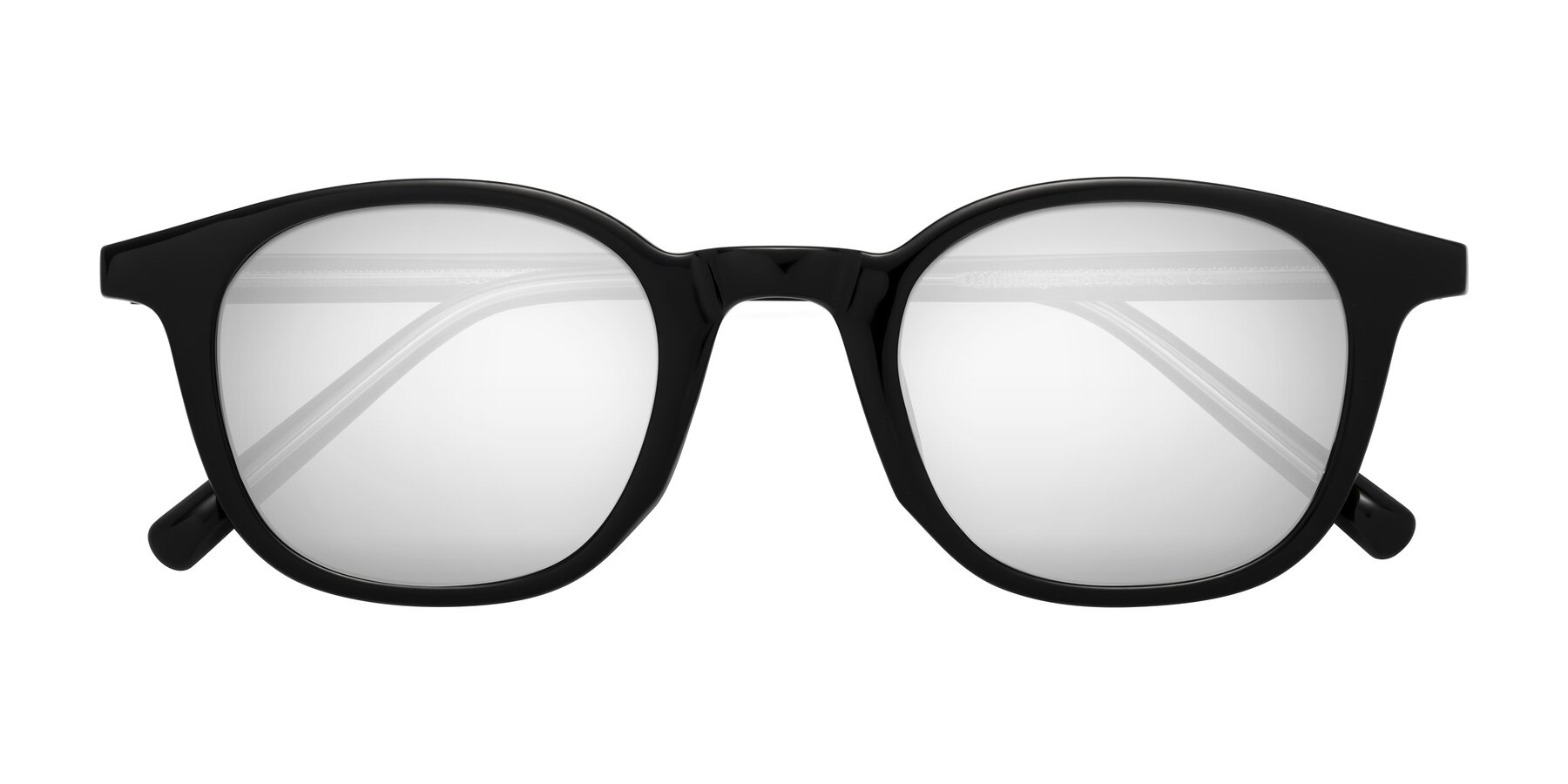 Folded Front of Cambridge in Black with Silver Mirrored Lenses