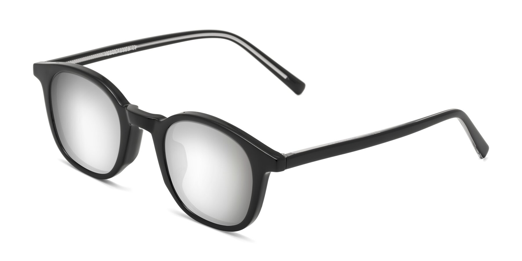 Angle of Cambridge in Black with Silver Mirrored Lenses