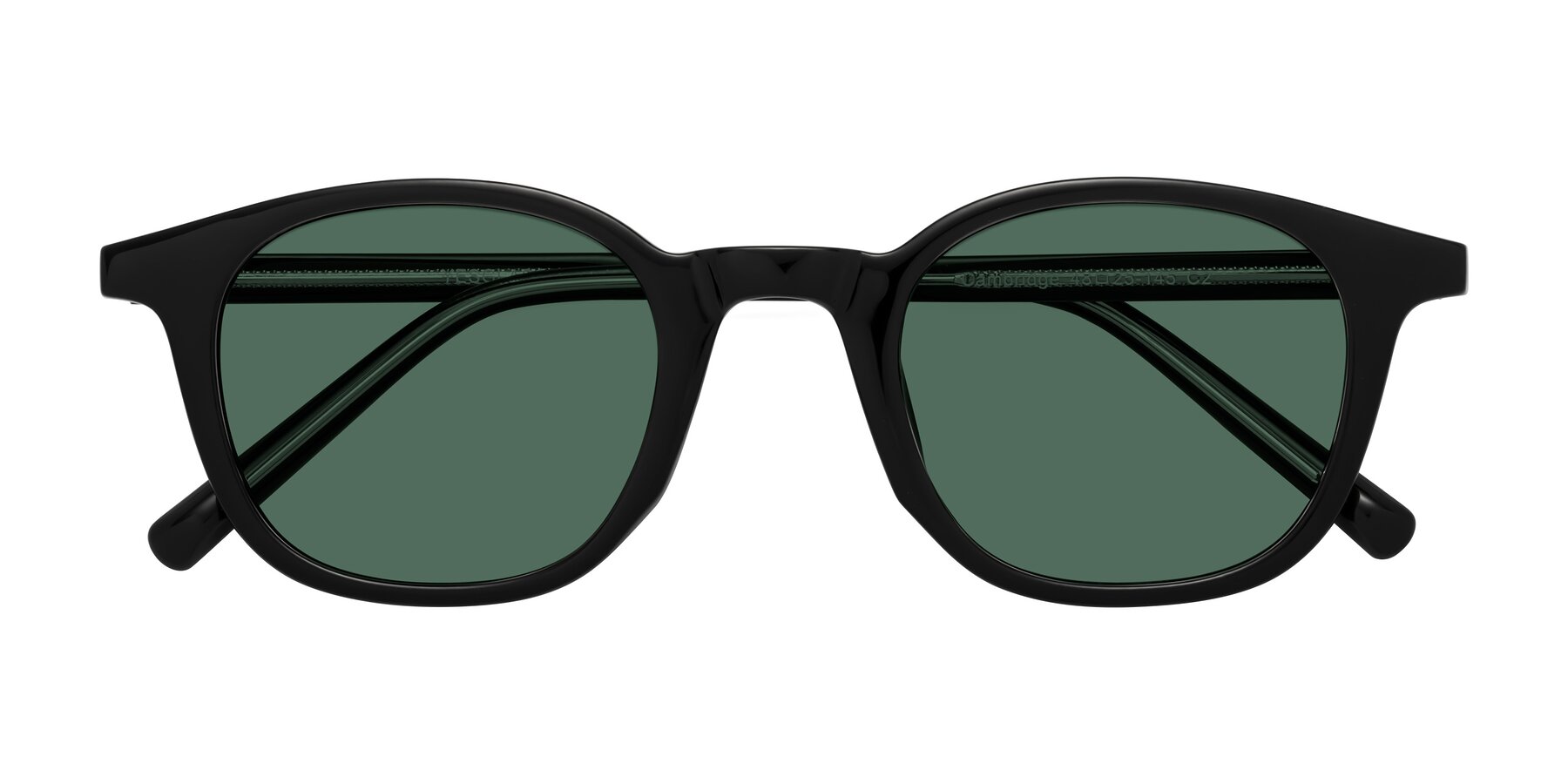 Folded Front of Cambridge in Black with Green Polarized Lenses