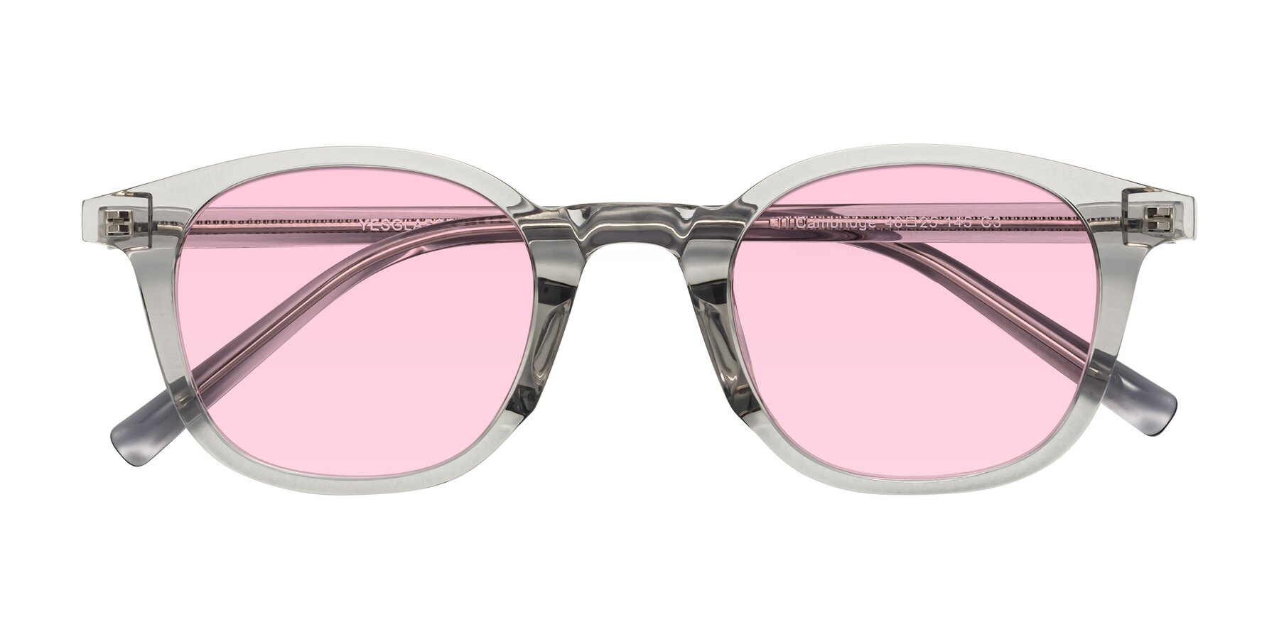 Folded Front of Cambridge in Translucent Gray with Light Pink Tinted Lenses