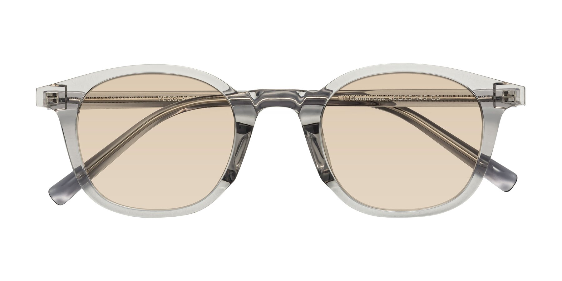 Folded Front of Cambridge in Translucent Gray with Light Brown Tinted Lenses