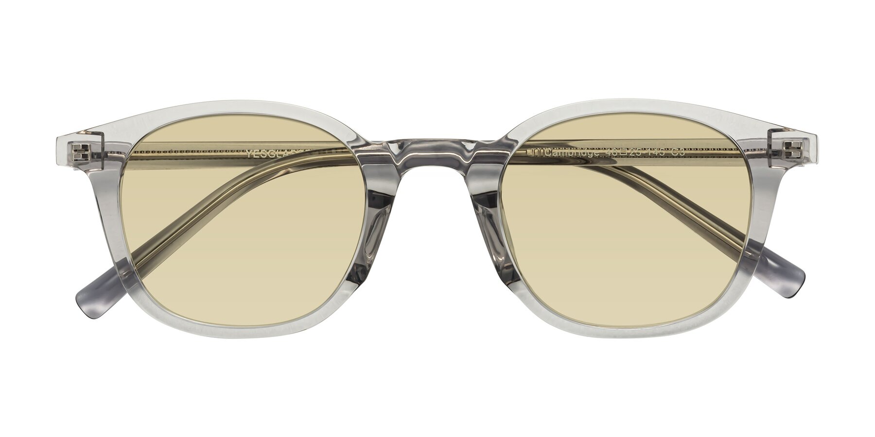 Folded Front of Cambridge in Translucent Gray with Light Champagne Tinted Lenses