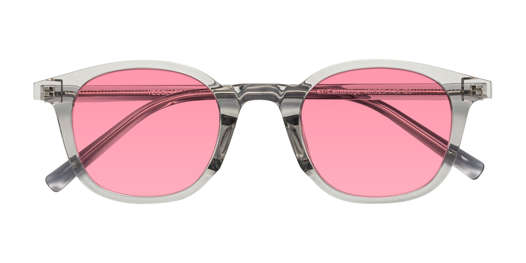 Folded Front of Cambridge in Translucent Gray with Pink Tinted Lenses