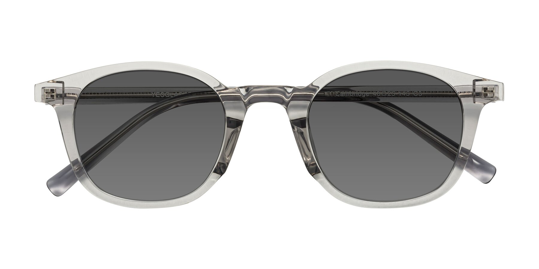 Folded Front of Cambridge in Translucent Gray with Medium Gray Tinted Lenses