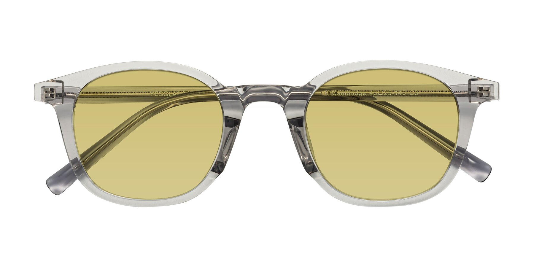 Folded Front of Cambridge in Translucent Gray with Medium Champagne Tinted Lenses