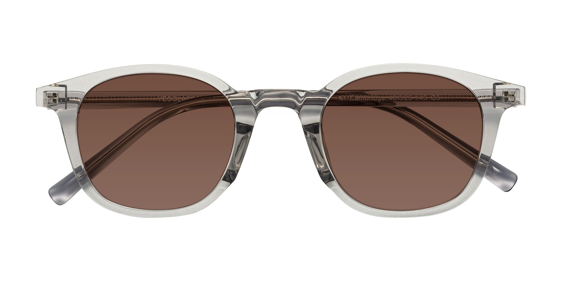 Folded Front of Cambridge in Translucent Gray with Brown Tinted Lenses