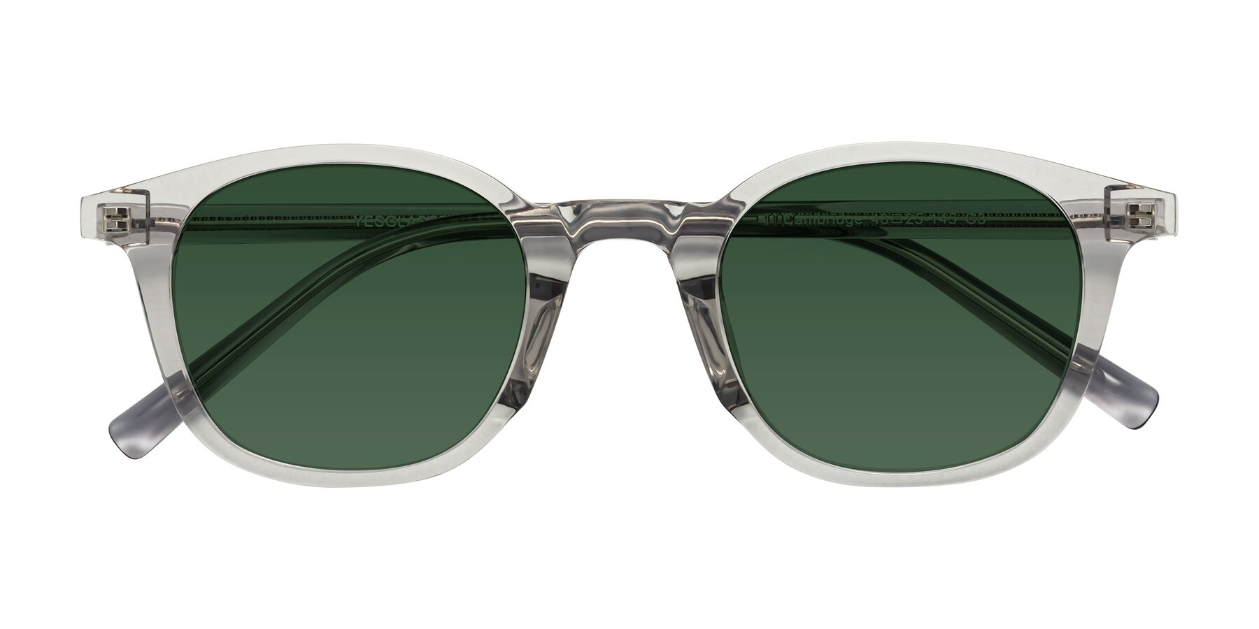 Folded Front of Cambridge in Translucent Gray with Green Tinted Lenses