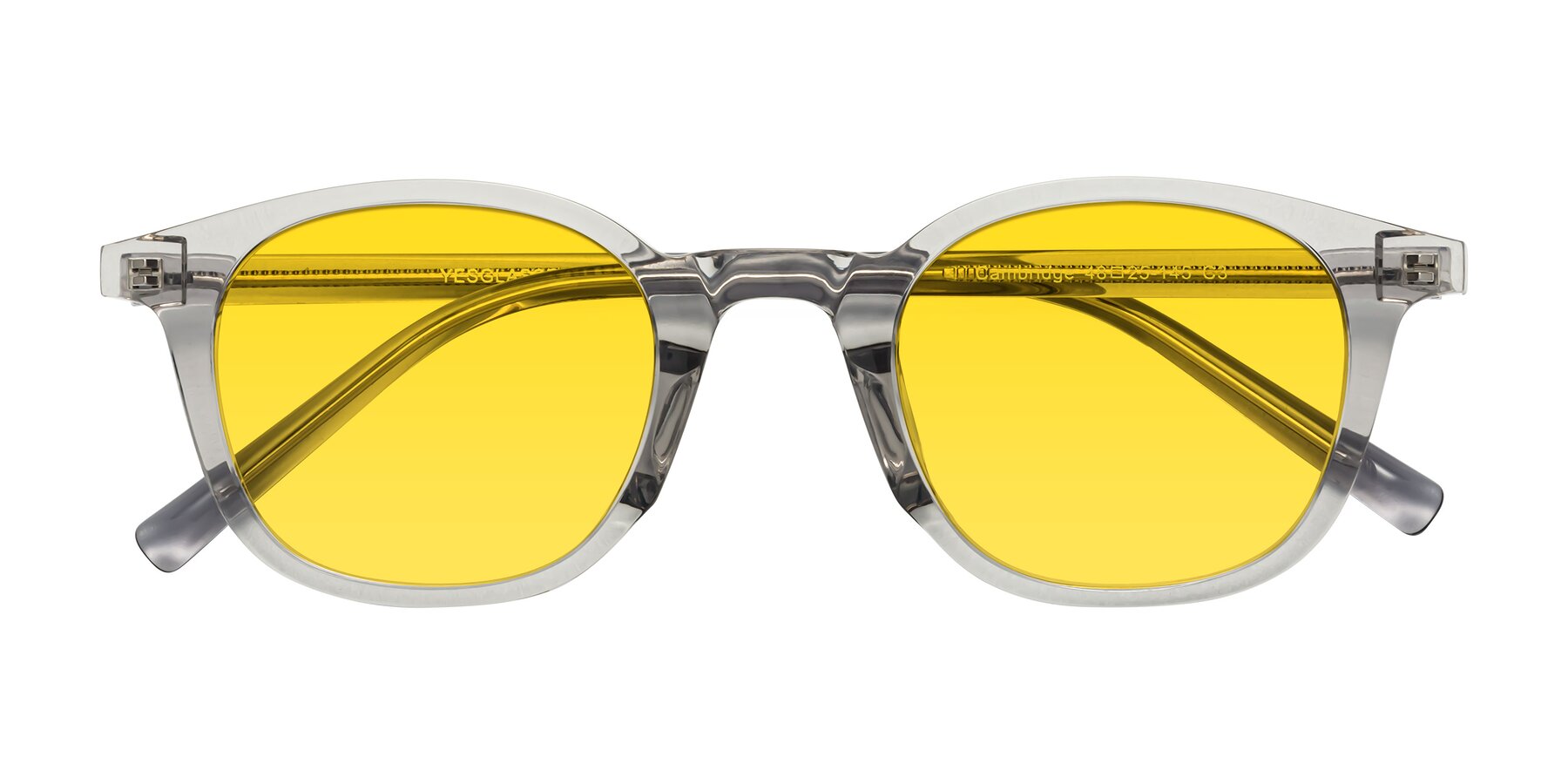 Folded Front of Cambridge in Translucent Gray with Yellow Tinted Lenses