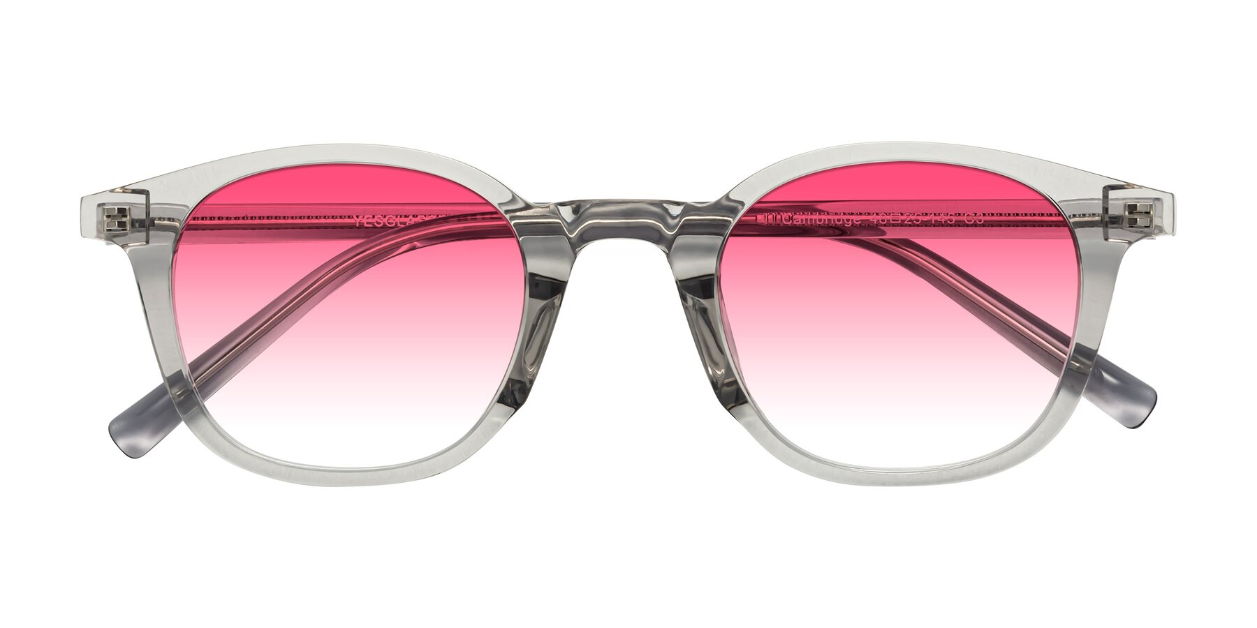 Folded Front of Cambridge in Translucent Gray with Pink Gradient Lenses