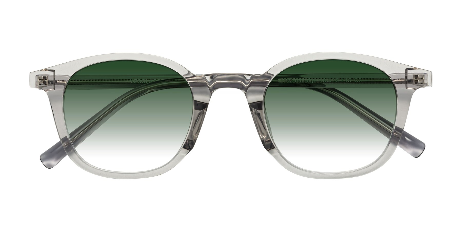 Folded Front of Cambridge in Translucent Gray with Green Gradient Lenses