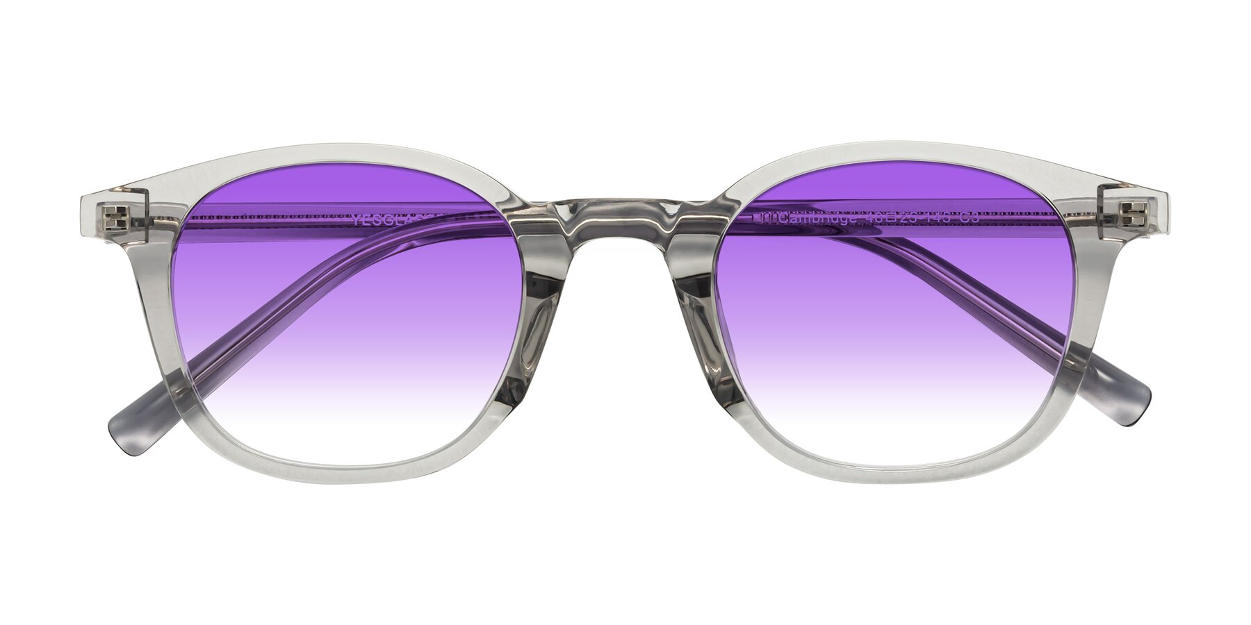 Folded Front of Cambridge in Translucent Gray with Purple Gradient Lenses