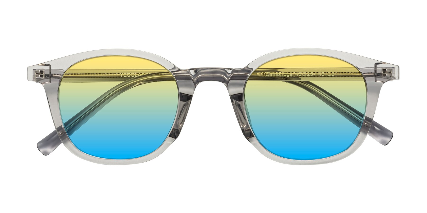 Folded Front of Cambridge in Translucent Gray with Yellow / Blue Gradient Lenses