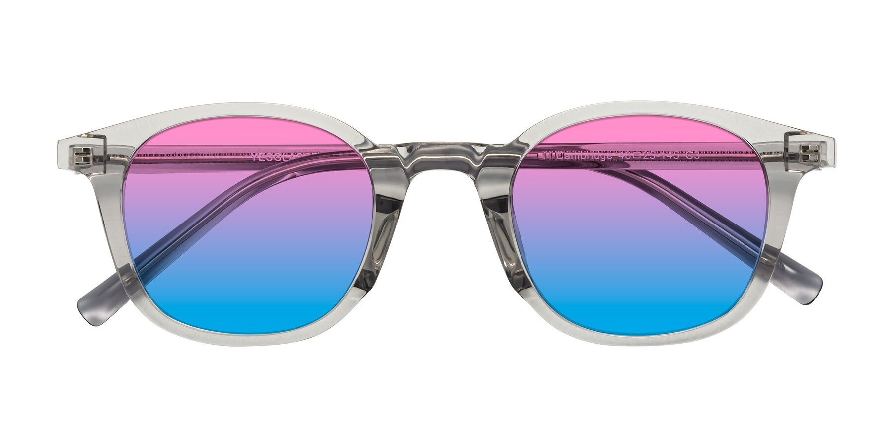 Folded Front of Cambridge in Translucent Gray with Pink / Blue Gradient Lenses