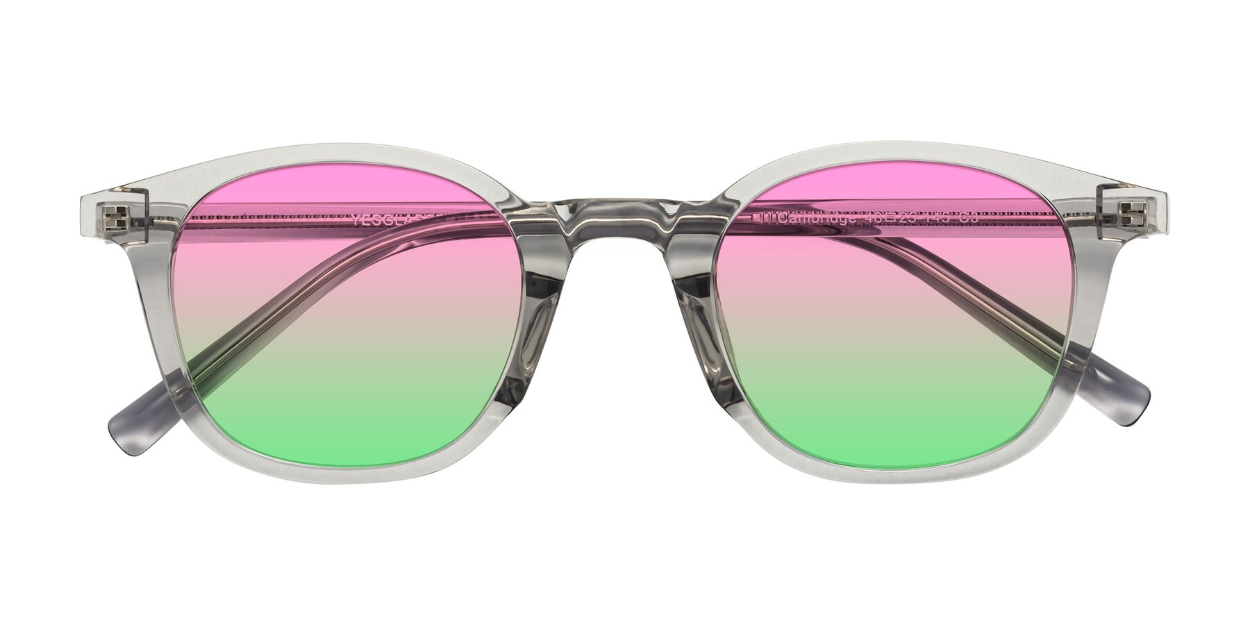 Folded Front of Cambridge in Translucent Gray with Pink / Green Gradient Lenses