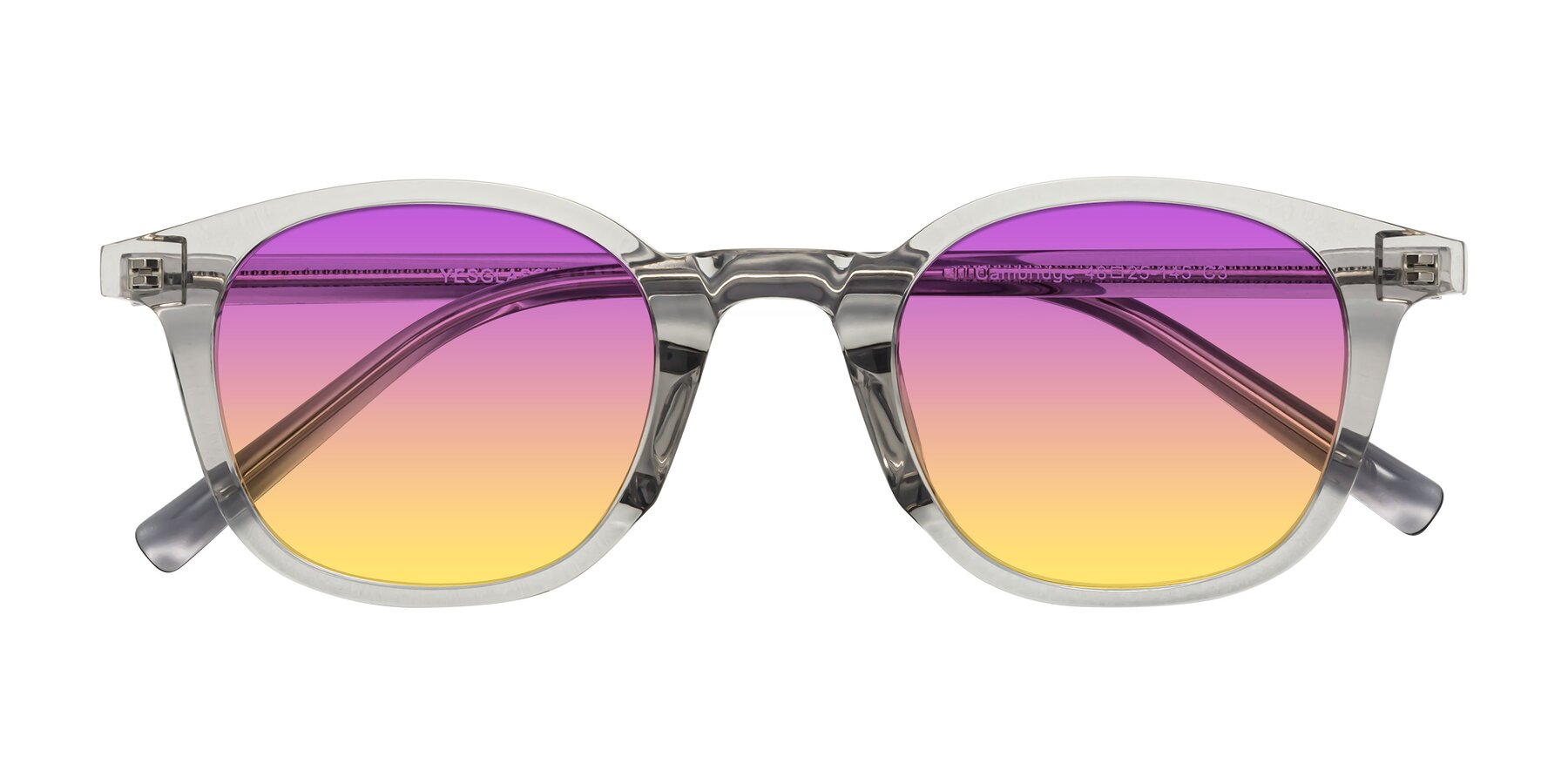 Folded Front of Cambridge in Translucent Gray with Purple / Yellow Gradient Lenses