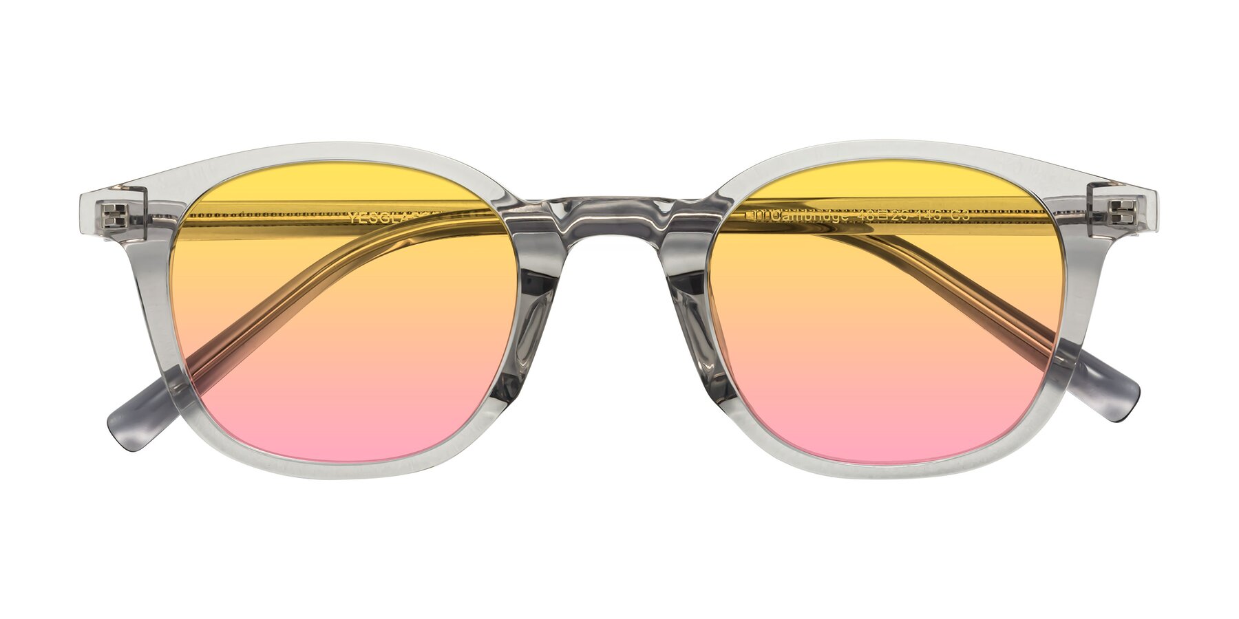 Folded Front of Cambridge in Translucent Gray with Yellow / Pink Gradient Lenses