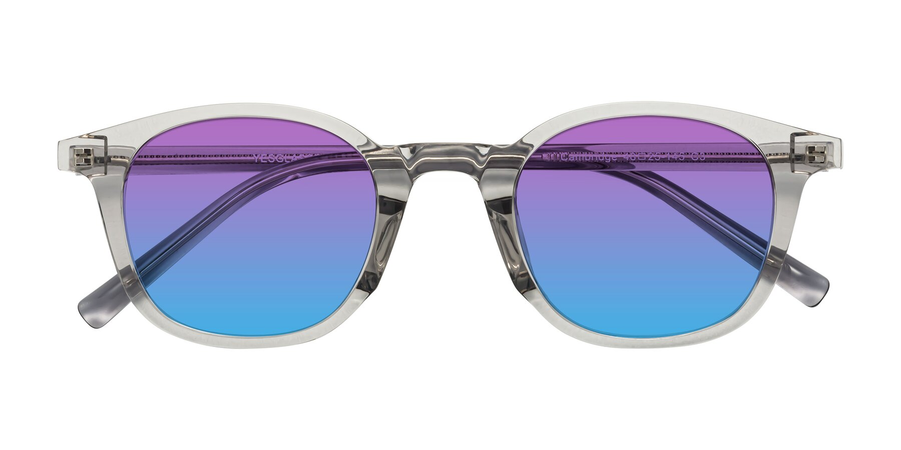 Folded Front of Cambridge in Translucent Gray with Purple / Blue Gradient Lenses