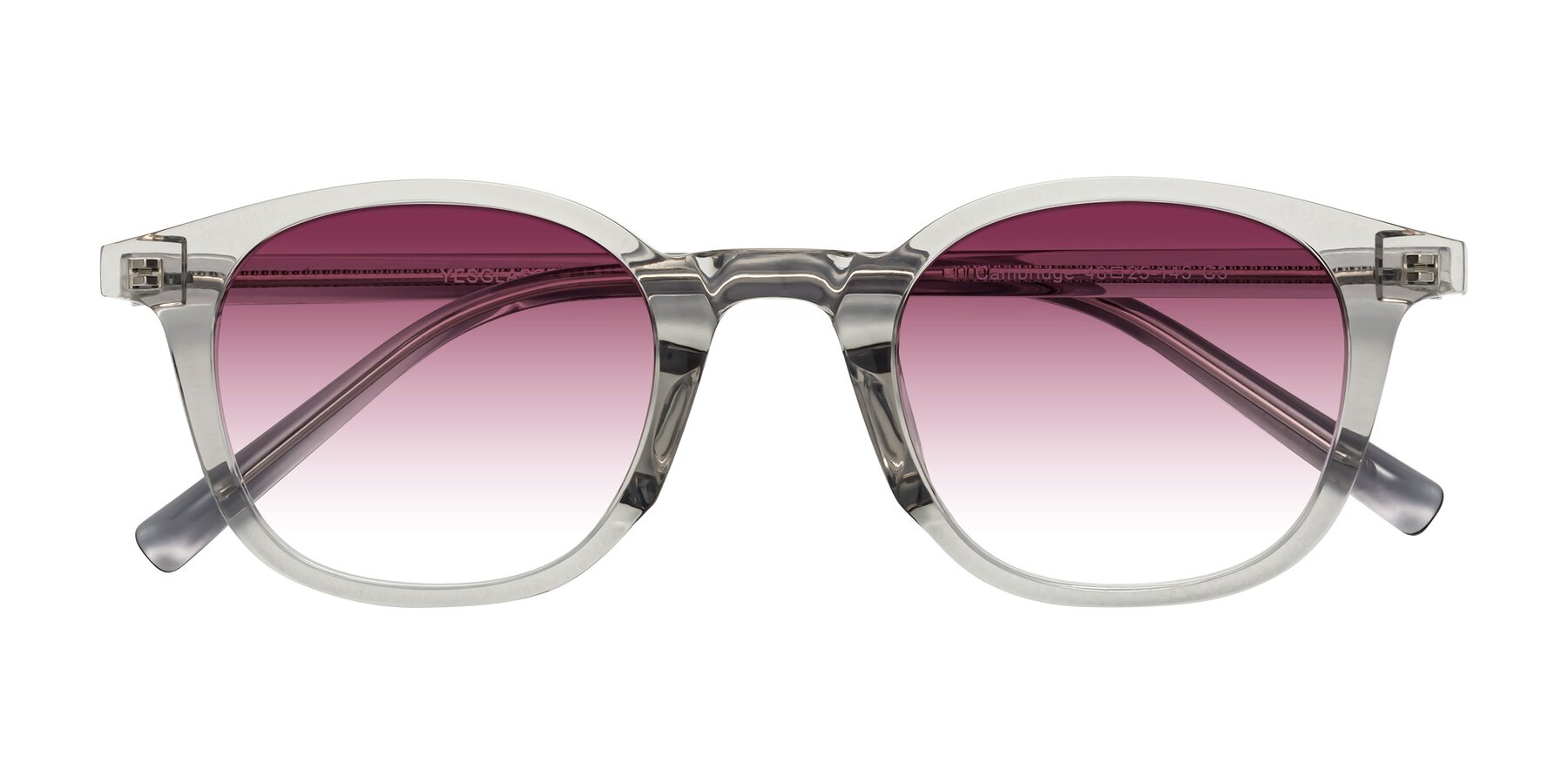 Folded Front of Cambridge in Translucent Gray with Wine Gradient Lenses