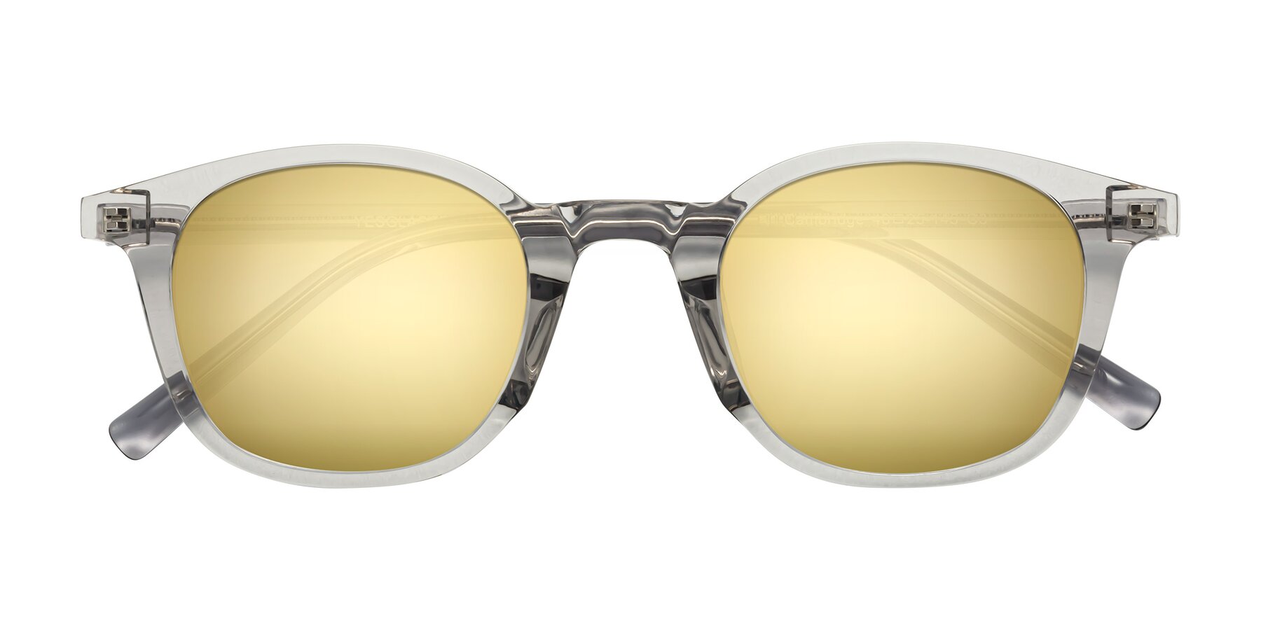 Folded Front of Cambridge in Translucent Gray with Gold Mirrored Lenses