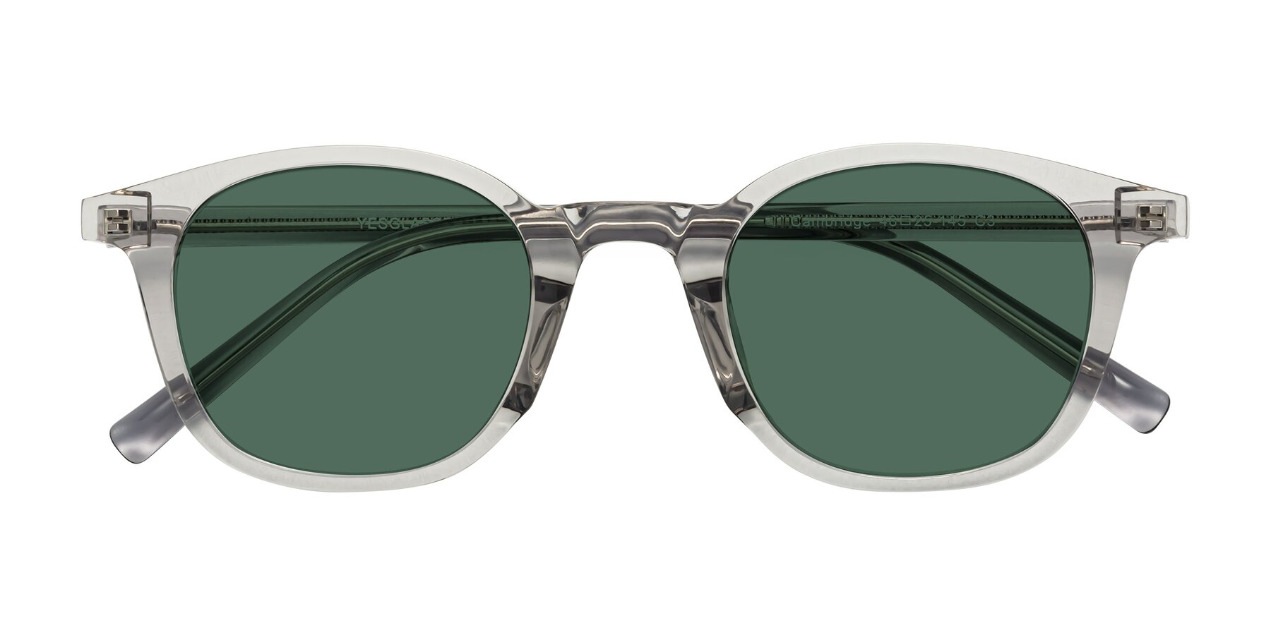 Folded Front of Cambridge in Translucent Gray with Green Polarized Lenses