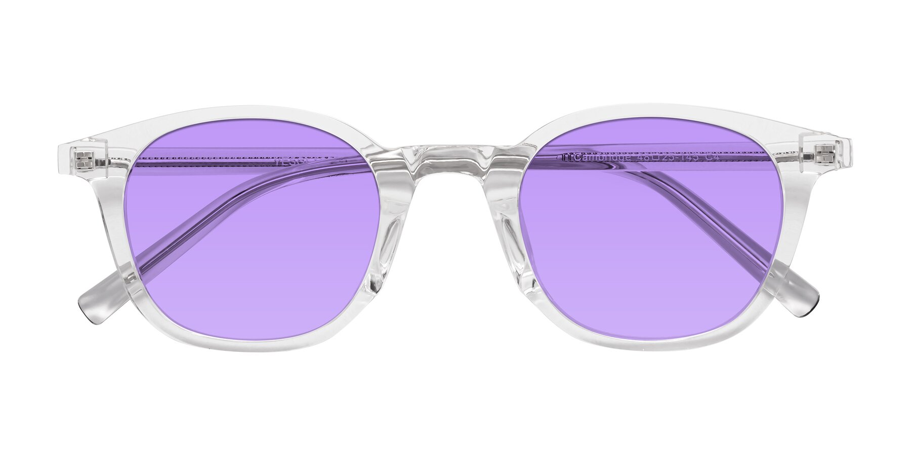 Folded Front of Cambridge in Clear with Medium Purple Tinted Lenses