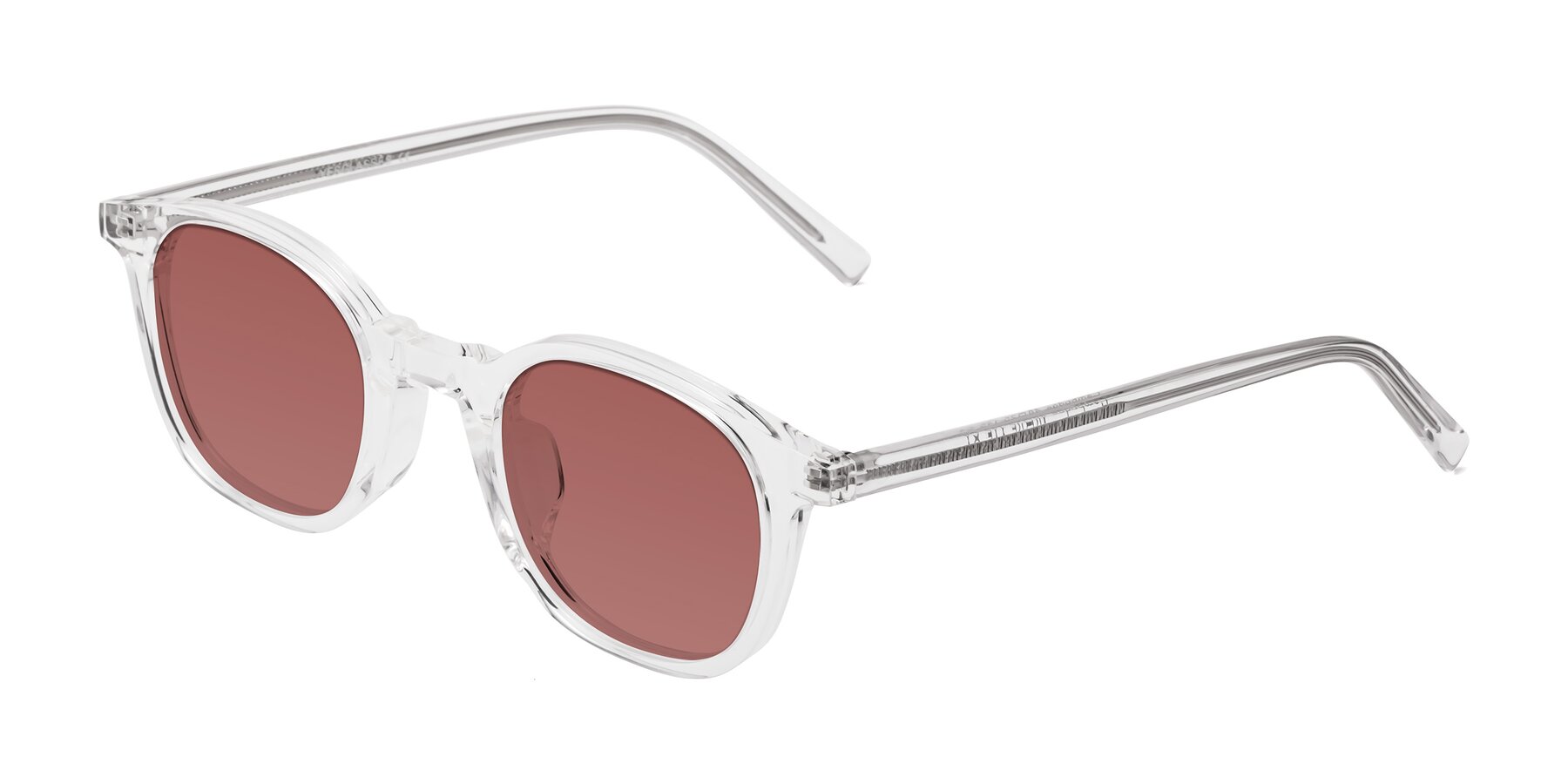 Angle of Cambridge in Clear with Garnet Tinted Lenses