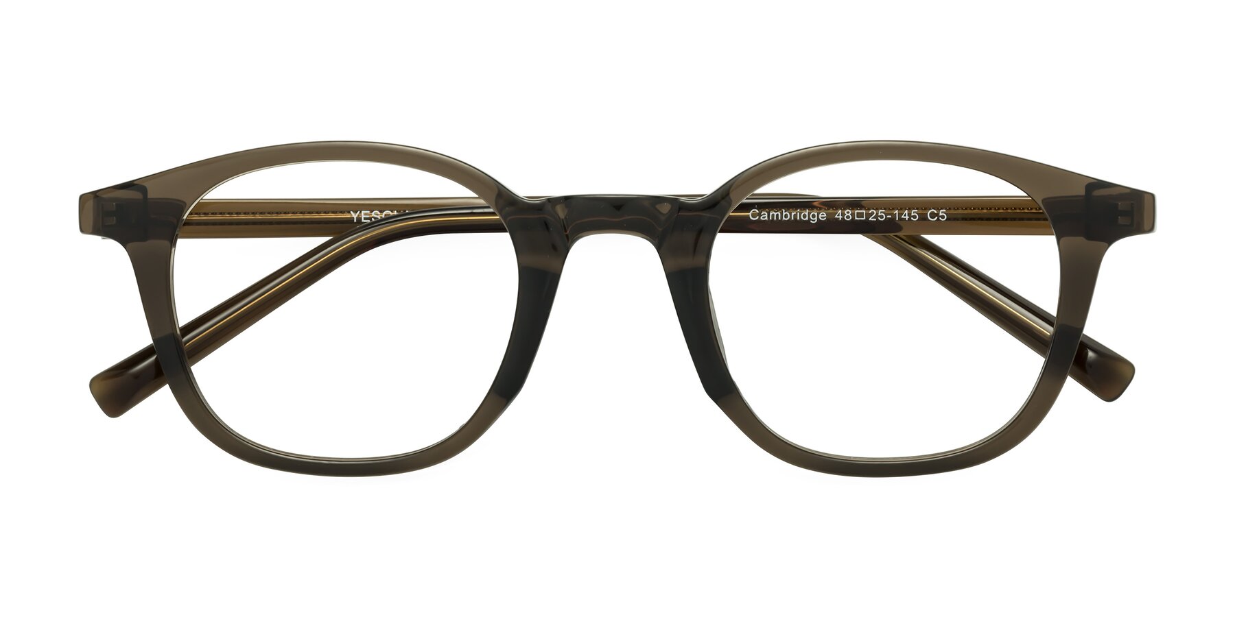 Folded Front of Cambridge in Coffee with Clear Eyeglass Lenses