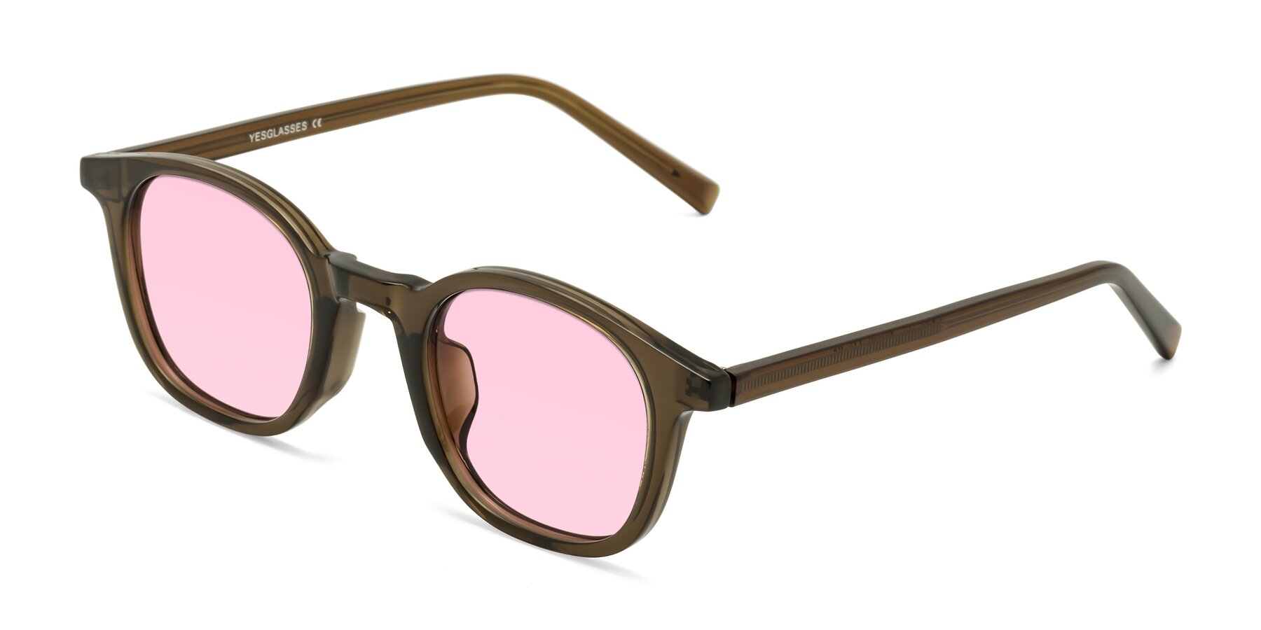 Angle of Cambridge in Coffee with Light Pink Tinted Lenses