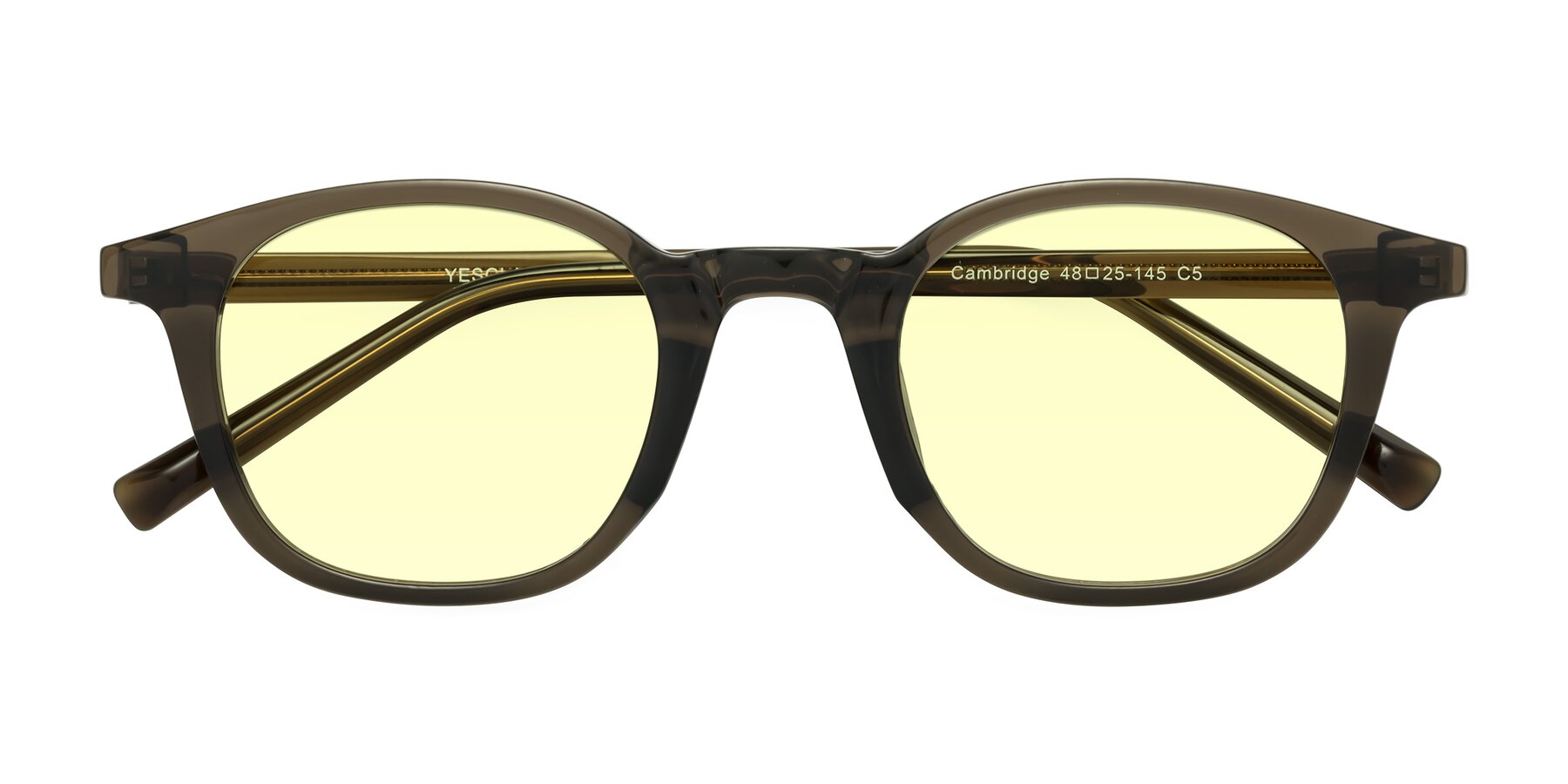 Folded Front of Cambridge in Coffee with Light Yellow Tinted Lenses