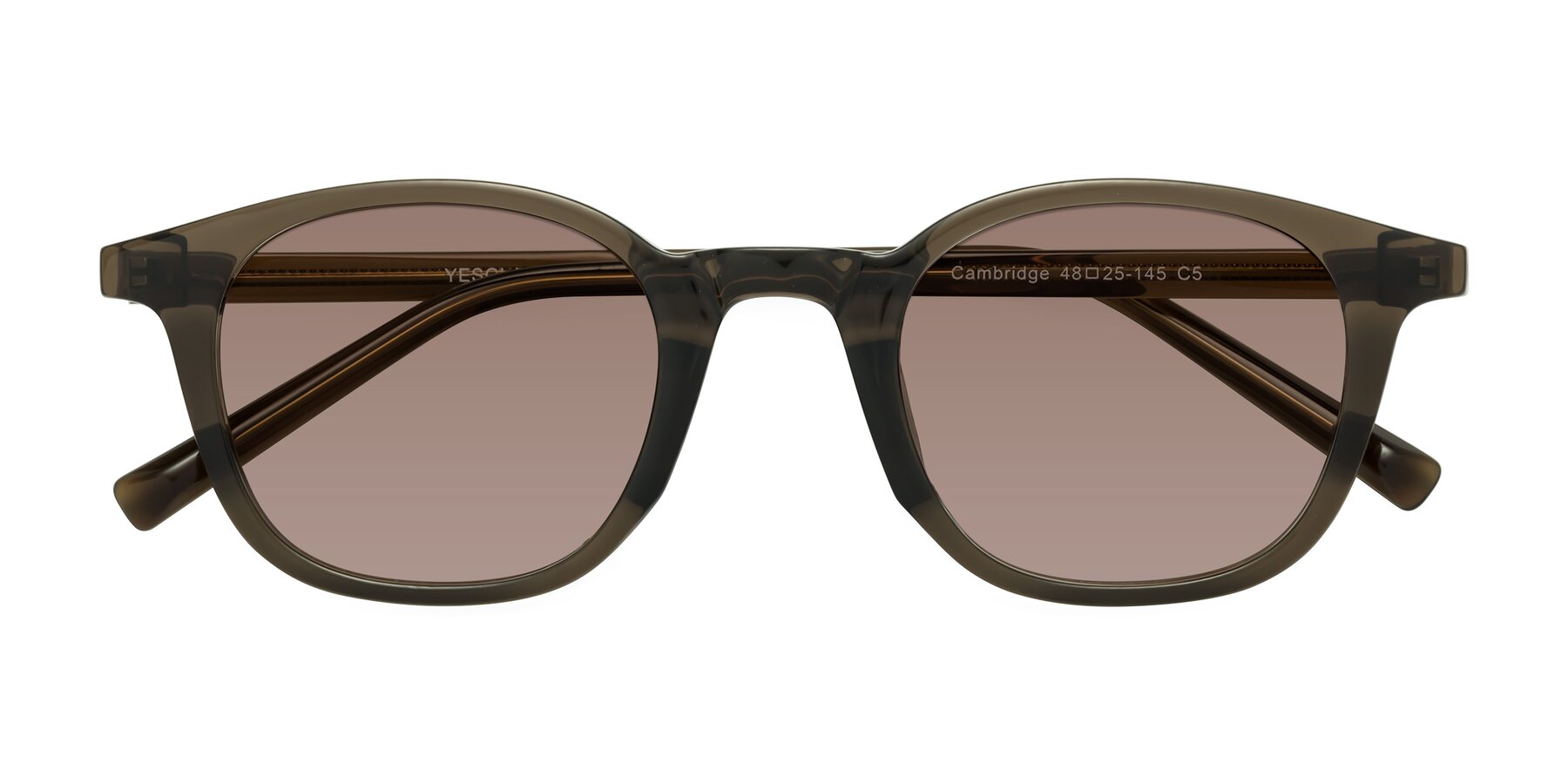 Folded Front of Cambridge in Coffee with Medium Brown Tinted Lenses