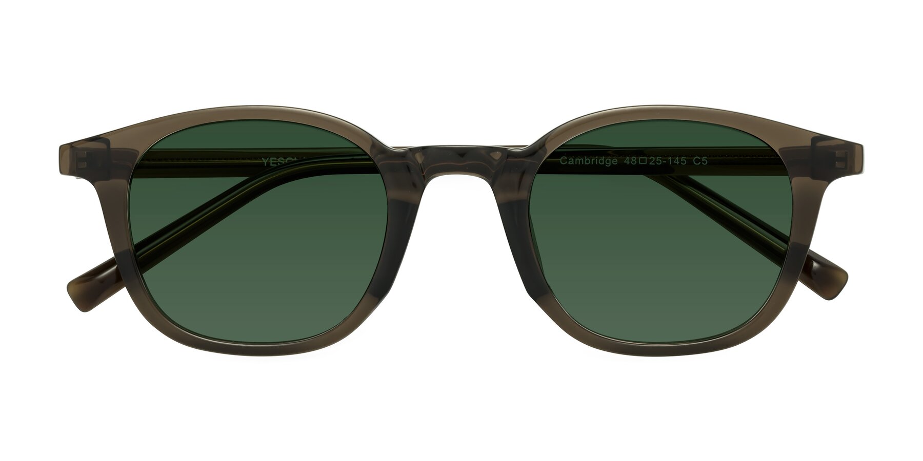 Folded Front of Cambridge in Coffee with Green Tinted Lenses