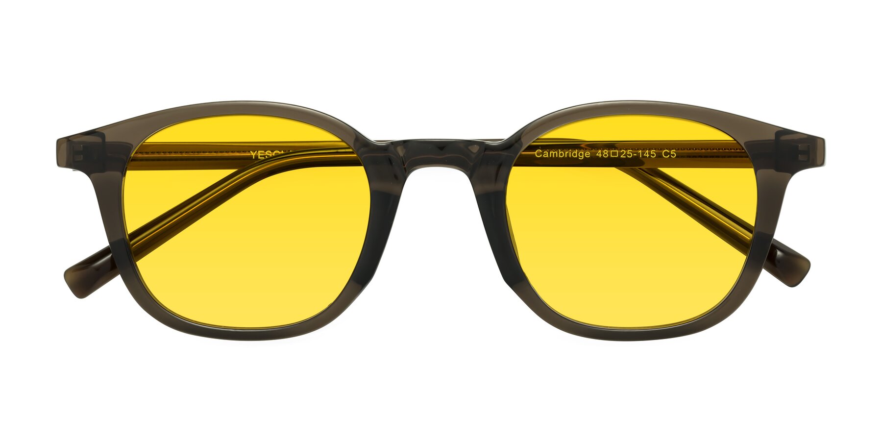 Folded Front of Cambridge in Coffee with Yellow Tinted Lenses