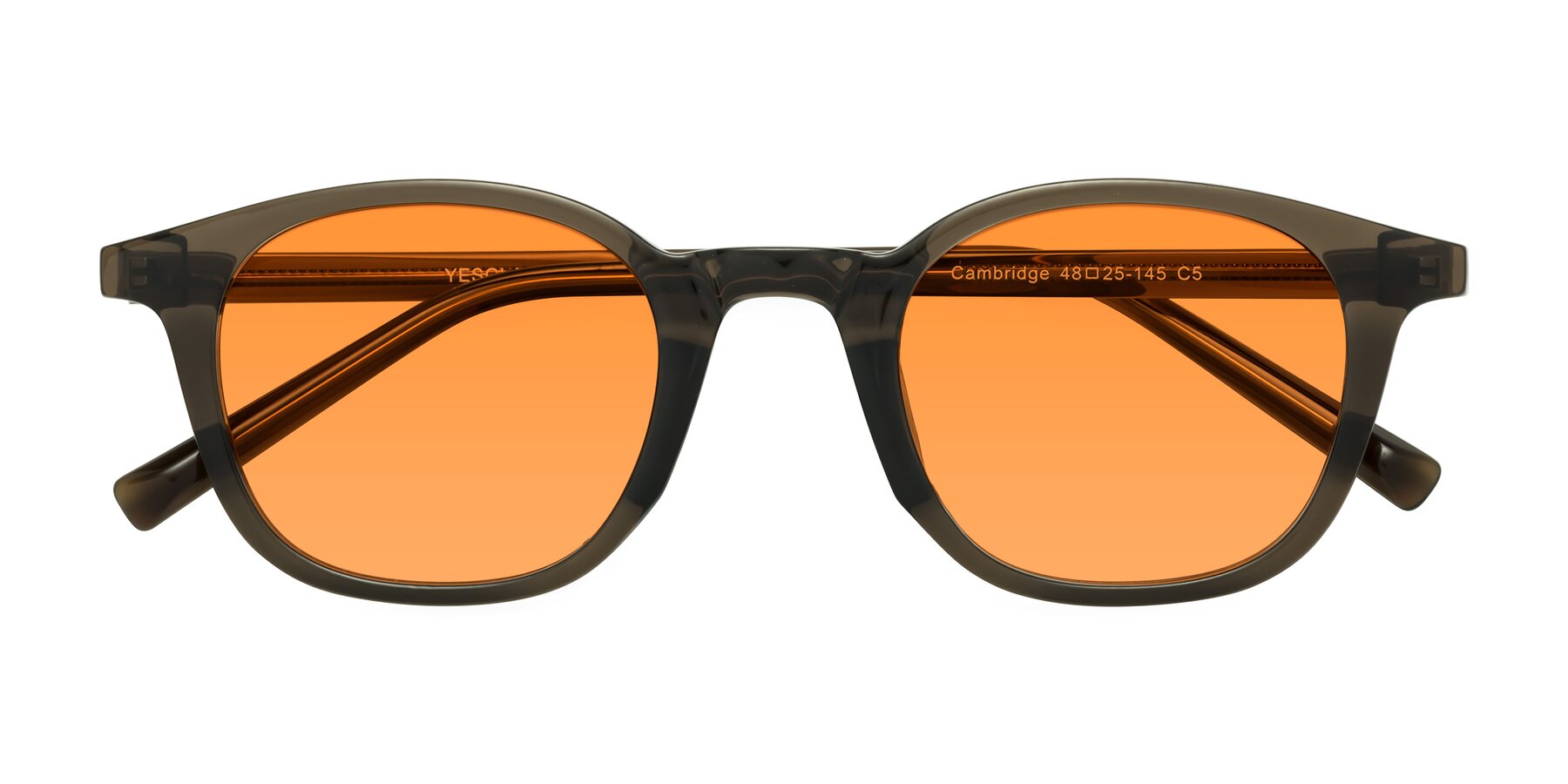 Folded Front of Cambridge in Coffee with Orange Tinted Lenses