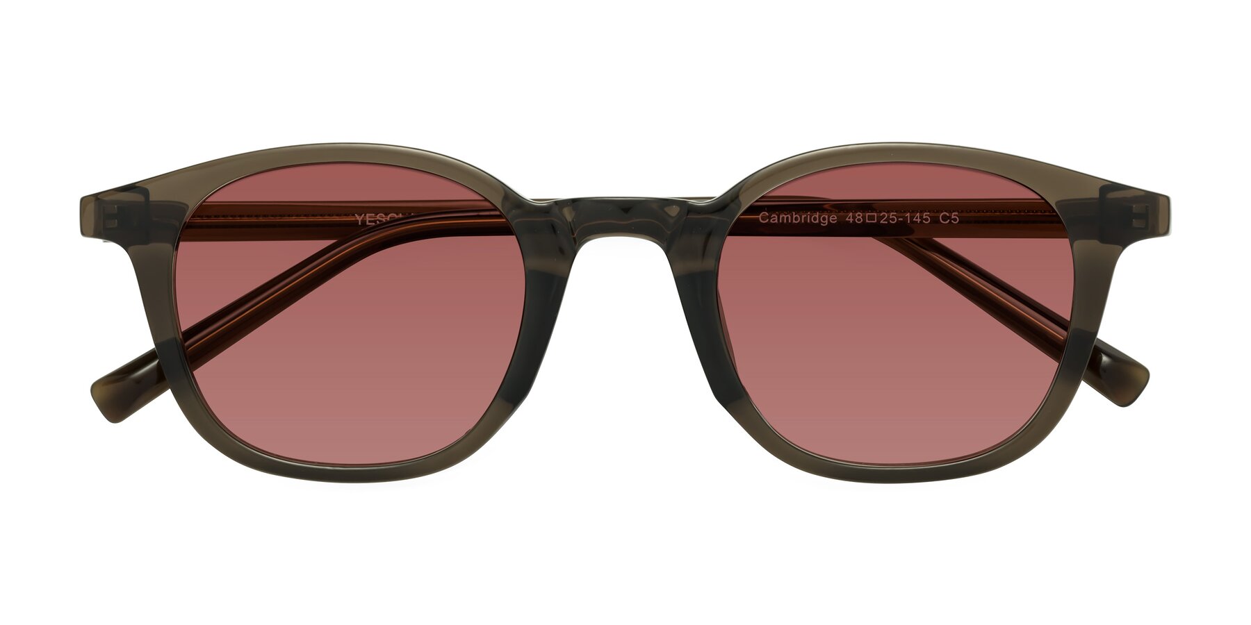 Folded Front of Cambridge in Coffee with Garnet Tinted Lenses