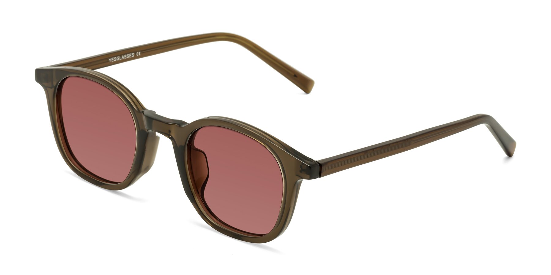 Angle of Cambridge in Coffee with Garnet Tinted Lenses