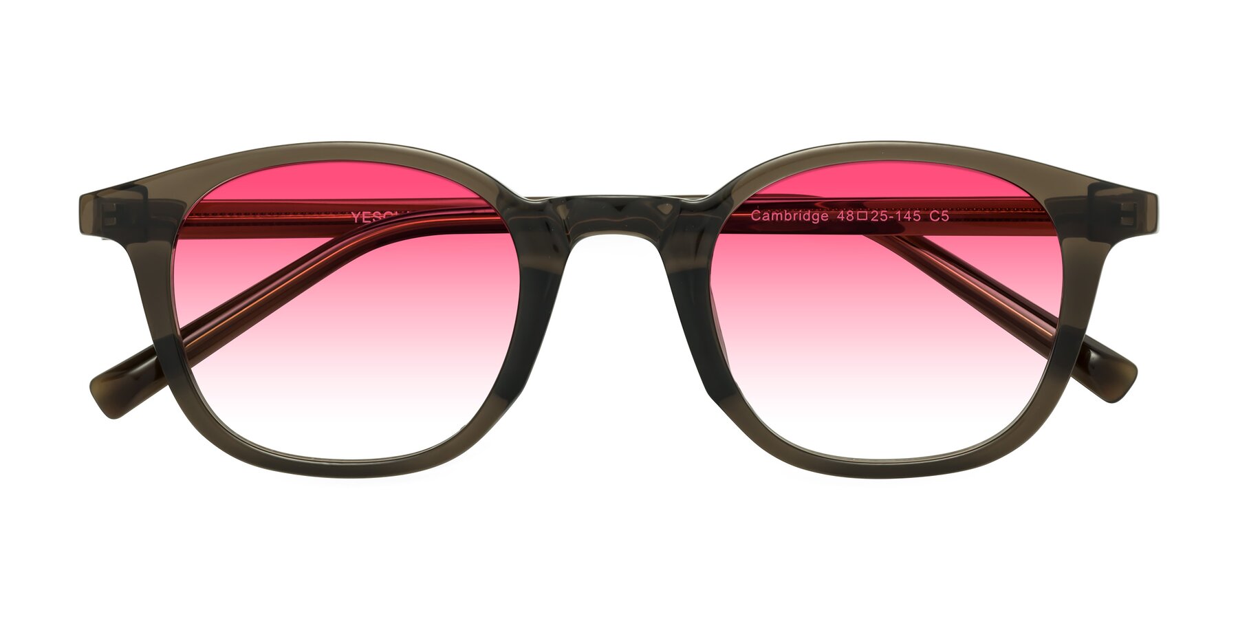 Folded Front of Cambridge in Coffee with Pink Gradient Lenses