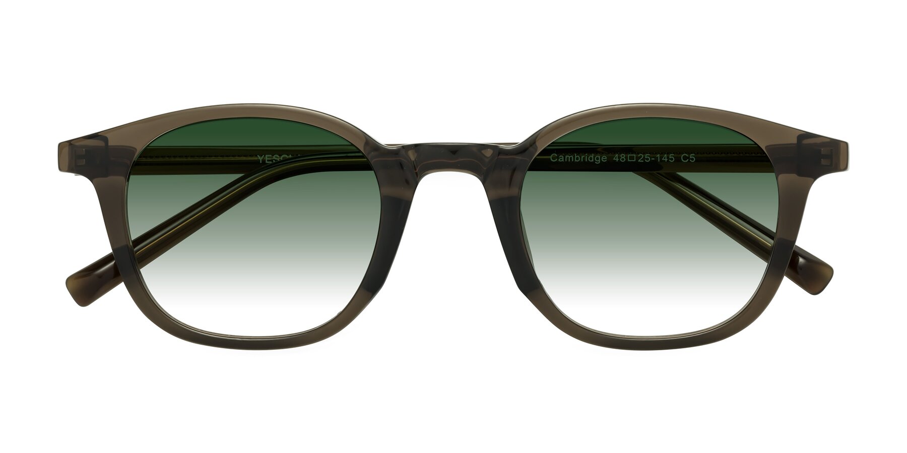 Folded Front of Cambridge in Coffee with Green Gradient Lenses