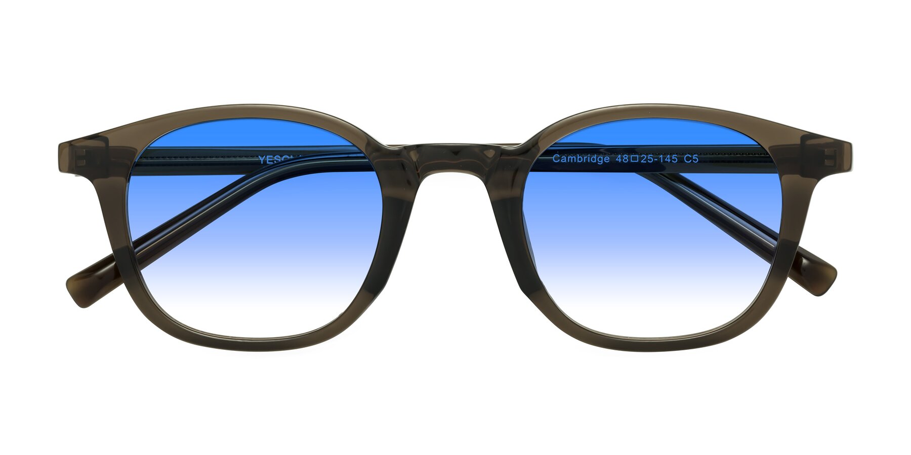 Folded Front of Cambridge in Coffee with Blue Gradient Lenses