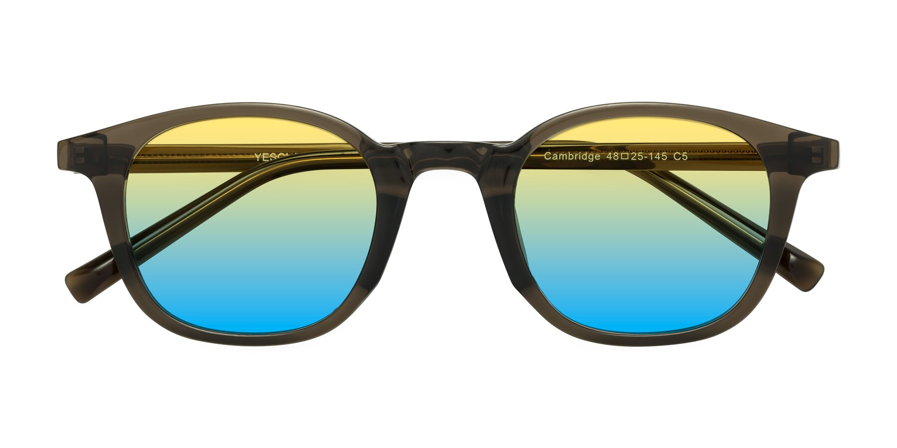 Folded Front of Cambridge in Coffee with Yellow / Blue Gradient Lenses