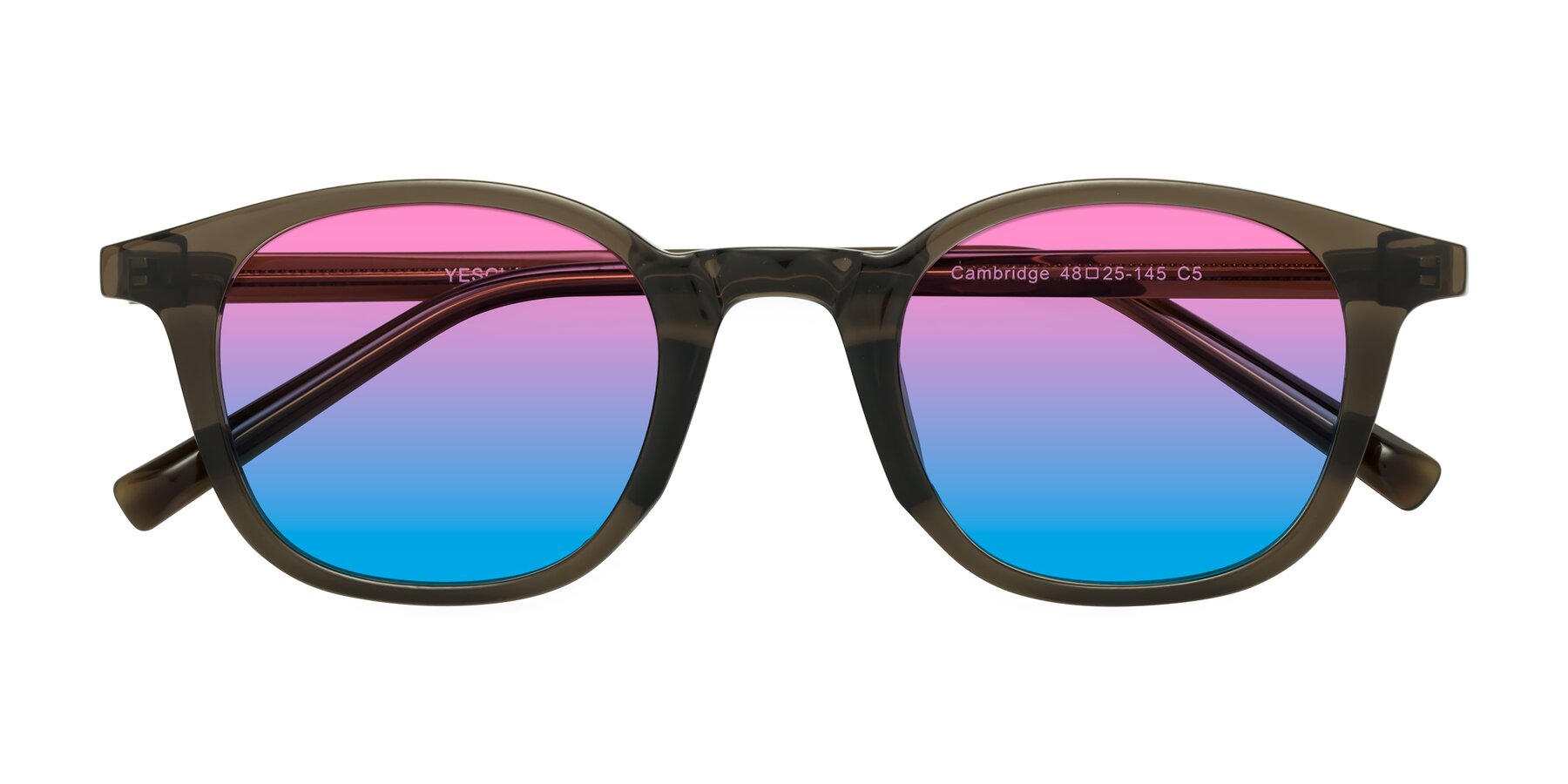 Folded Front of Cambridge in Coffee with Pink / Blue Gradient Lenses