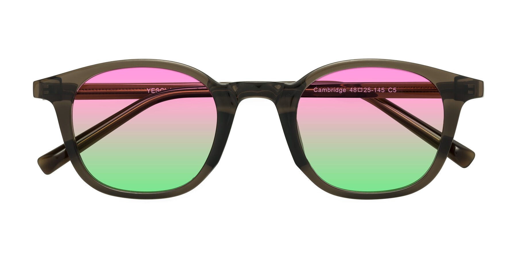 Folded Front of Cambridge in Coffee with Pink / Green Gradient Lenses