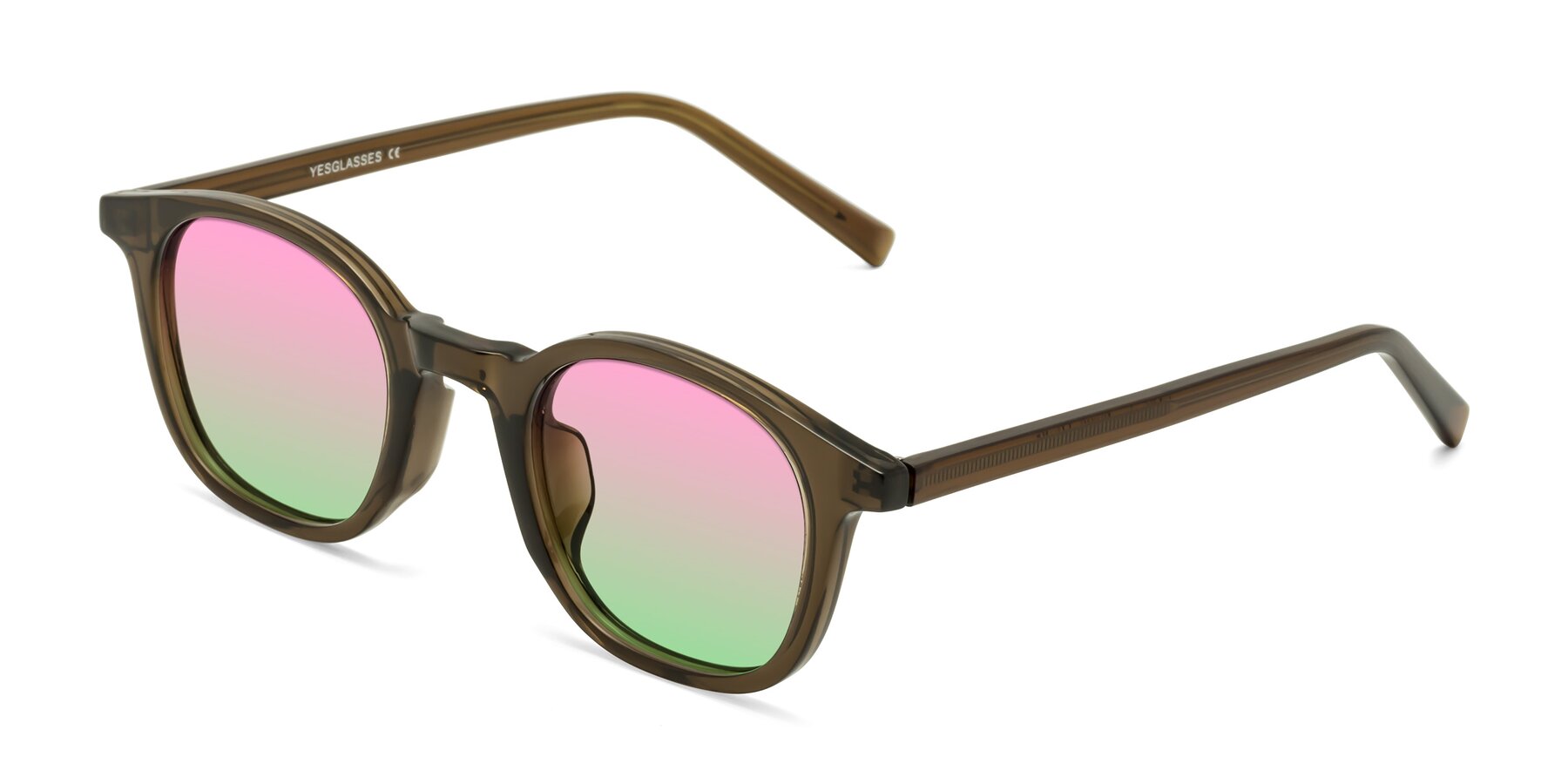 Angle of Cambridge in Coffee with Pink / Green Gradient Lenses