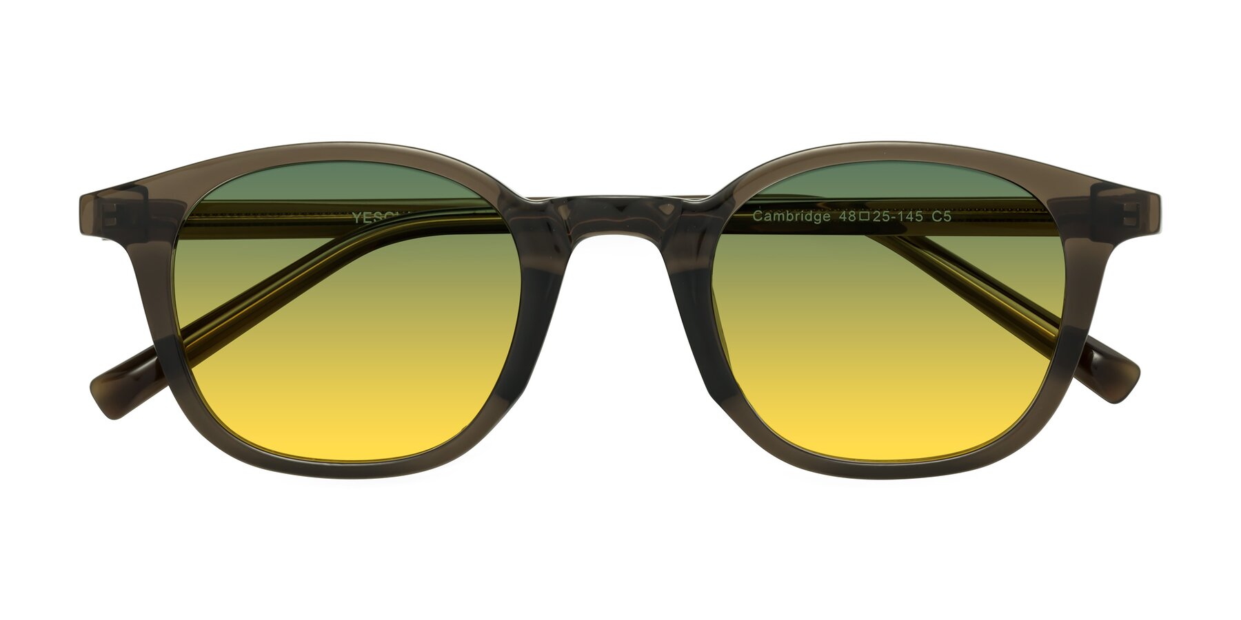 Folded Front of Cambridge in Coffee with Green / Yellow Gradient Lenses