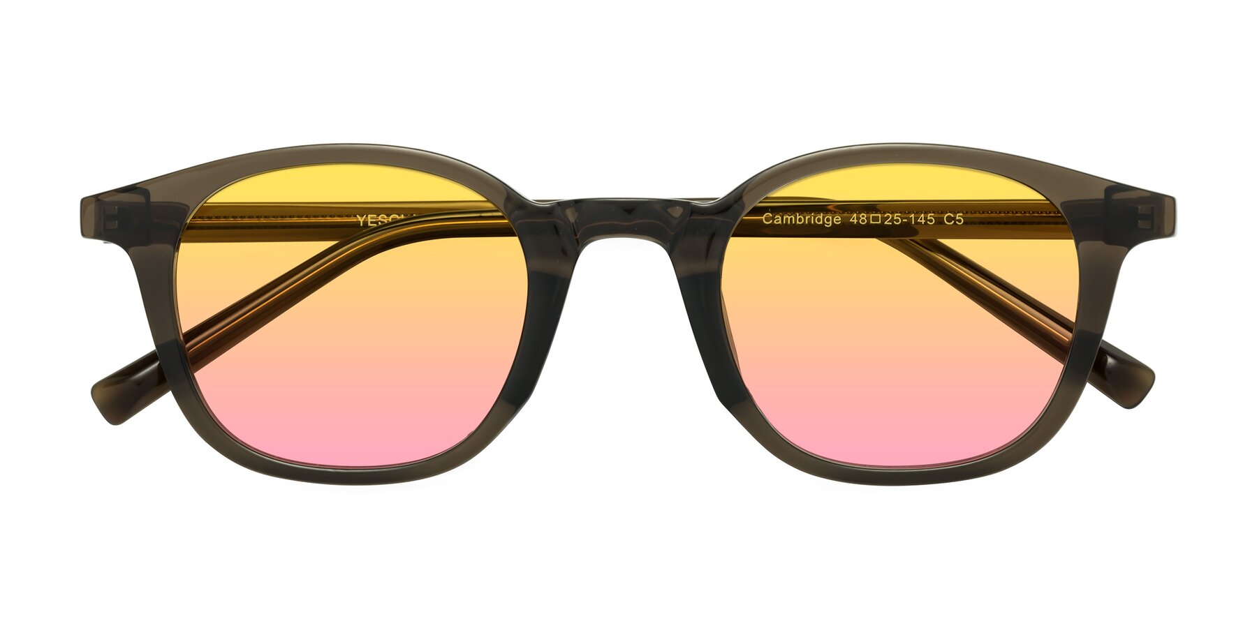 Folded Front of Cambridge in Coffee with Yellow / Pink Gradient Lenses