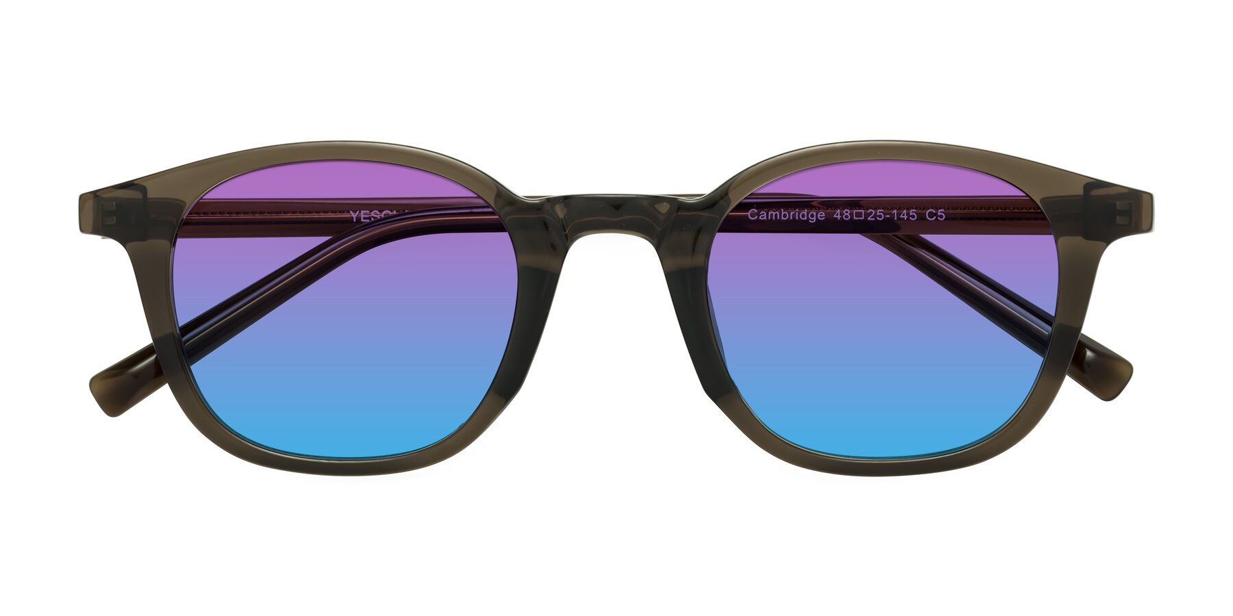 Folded Front of Cambridge in Coffee with Purple / Blue Gradient Lenses