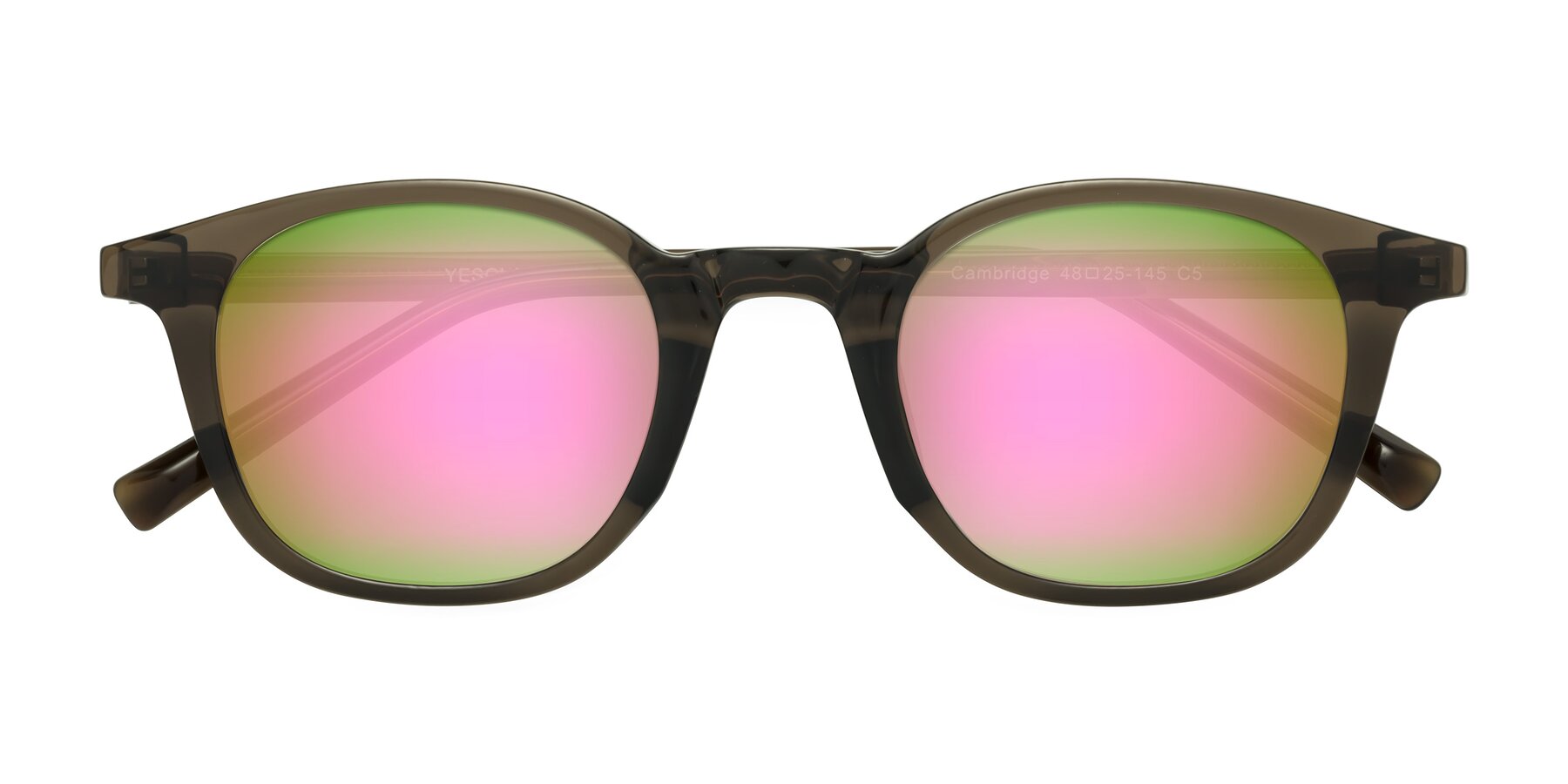 Folded Front of Cambridge in Coffee with Pink Mirrored Lenses