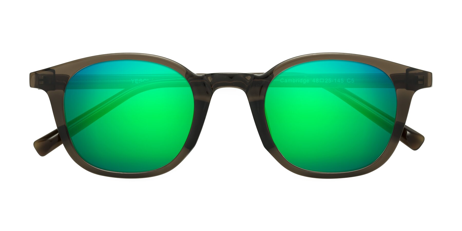Folded Front of Cambridge in Coffee with Green Mirrored Lenses