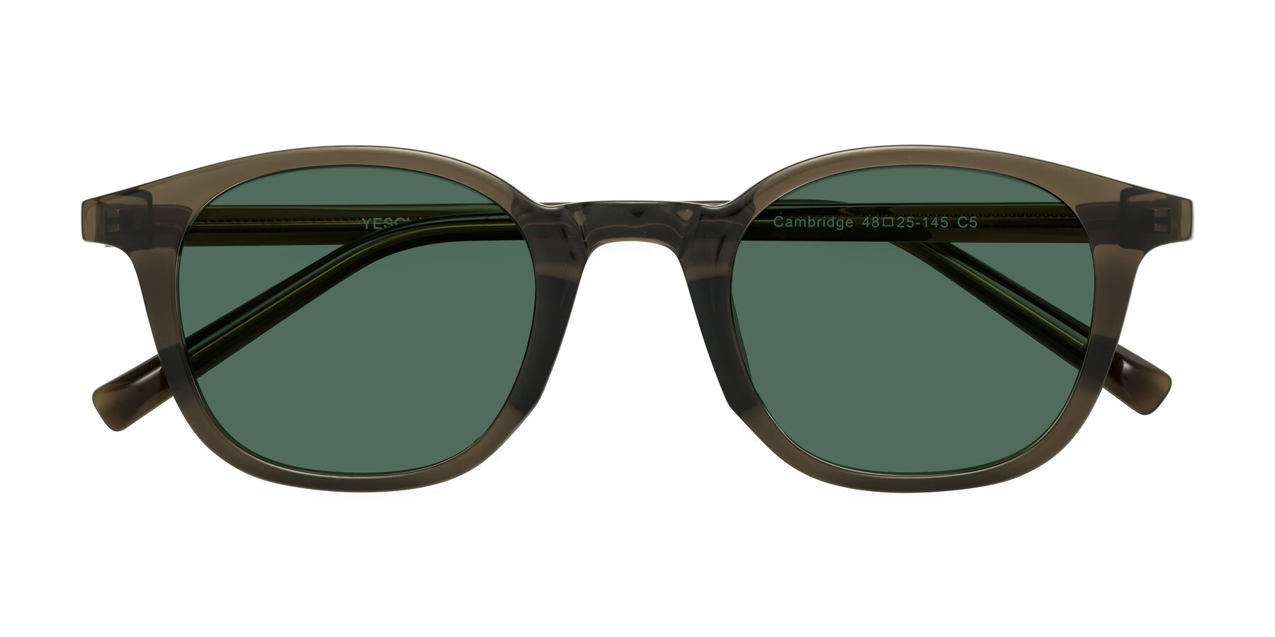 Folded Front of Cambridge in Coffee with Green Polarized Lenses