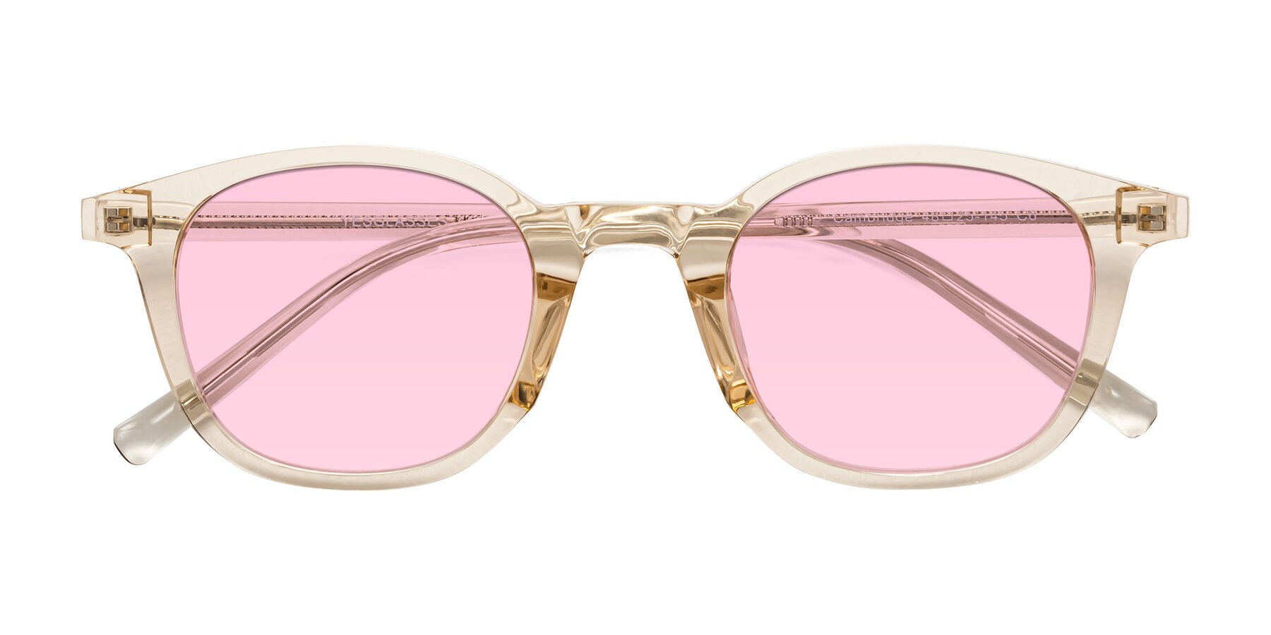 Folded Front of Cambridge in Champagne with Light Pink Tinted Lenses