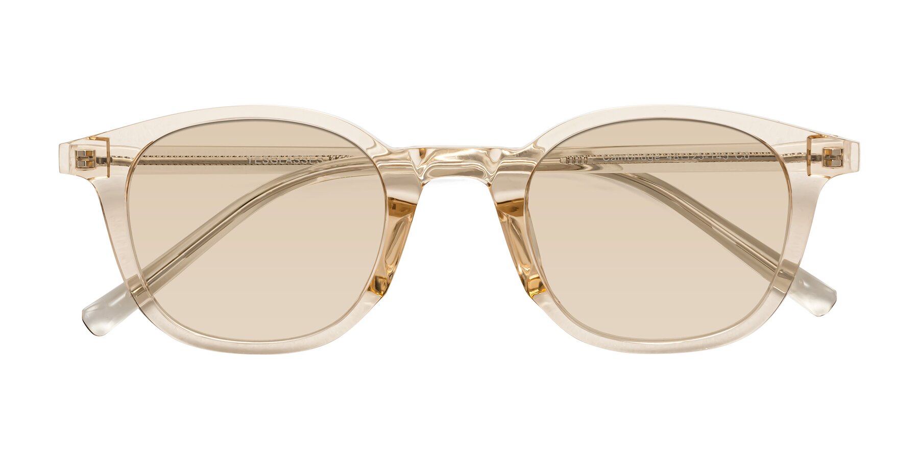 Folded Front of Cambridge in Champagne with Light Brown Tinted Lenses